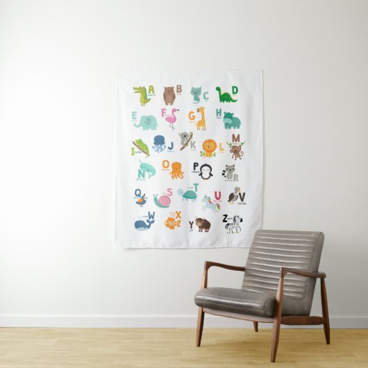 Animal Doodle Alphabet Wandteppich (Beispiel)