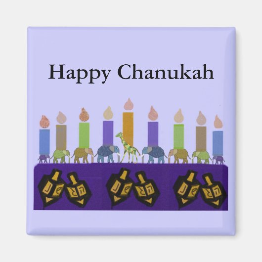 Animal Dreidel Hannukah Menorah Magnet (Vorne)