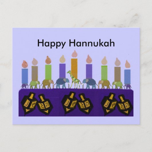 Animal Dreidel Hannukah Menorah Postkarten (Vorderseite)