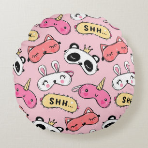 Animal Face Shhh Rundes Kissen