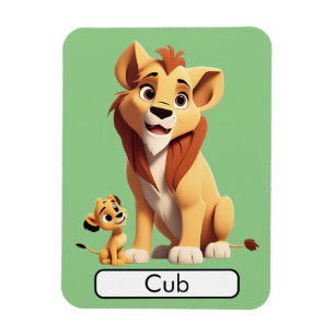 Animal Flashcard Lion/Cub, Kinder, Tiere, Lernen Magnet