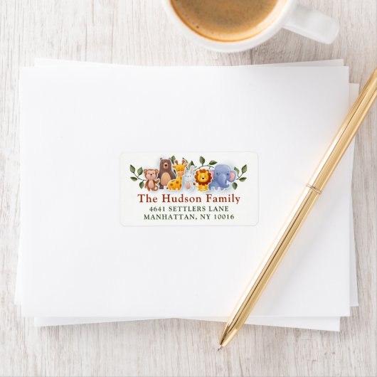 Animal Friends Zoo Party Greenerity Adressetikett (Insitu)