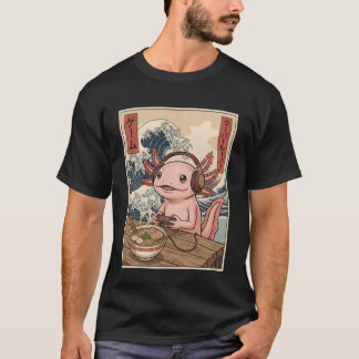Animal Gamer Axolotl Eating Ramen Japanese Kawaii T-Shirt