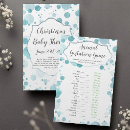 "Animal Gestation" Blue Dots Baby Shower Game