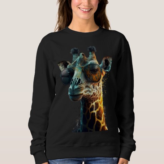 animal  giraffe with stylish sunglasses sweatshirt (Vorderseite)