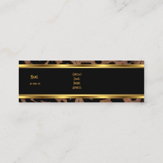 Animal Gold Black Stripe Elegante Klasse Haut Mini Visitenkarte (Rückseite)