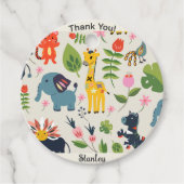 Animal Jungle Pastel Leaf Muster Vielen Dank Geschenkanhänger (Vorderseite)