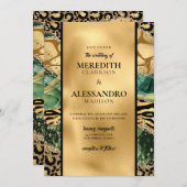 Animal Jungle Print Gold Glitzer Agate Wedding Einladung (Vorne/Hinten)