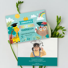 Animal Kid Preschool Photo Graduation Announcement Einladung
