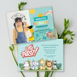 Animal Kid Preschool Photo Graduation Party Invite Einladung