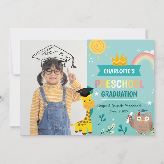 Animal Kid Preschool Photo Graduation Party Invite Einladung (Vorderseite)