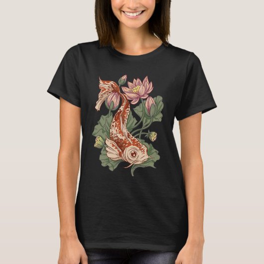 Animal Koi Fish Flowers s T-Shirt (Vorderseite)