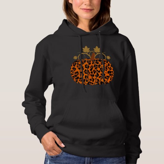 Animal Leopard Print Pumpkin Halloween Herbst Herb Hoodie (Vorderseite)