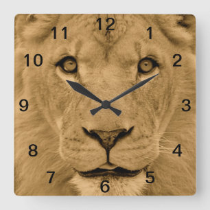 Animal Lion Face Wall Clock Quadratische Wanduhr