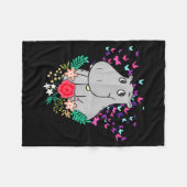 Animal Lover Butterfly Valentines Day Gift Flowers Fleecedecke (Vorderseite (Horizontal))