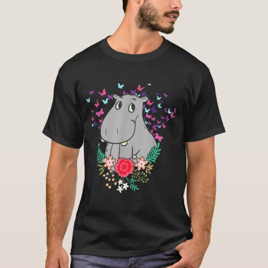 Animal Lover Butterfly Valentines Day Gift Flowers T-Shirt (Vorderseite)