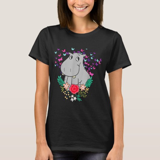 Animal Lover Butterfly Valentines Day Gift Flowers T-Shirt (Vorderseite)