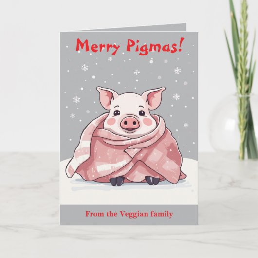 Animal Lover Christmas Cute Pig Wrapped In A Blank Karte (Vorderseite)