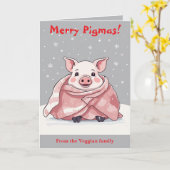 Animal Lover Christmas Cute Pig Wrapped In A Blank Karte (Gelbe Blume)