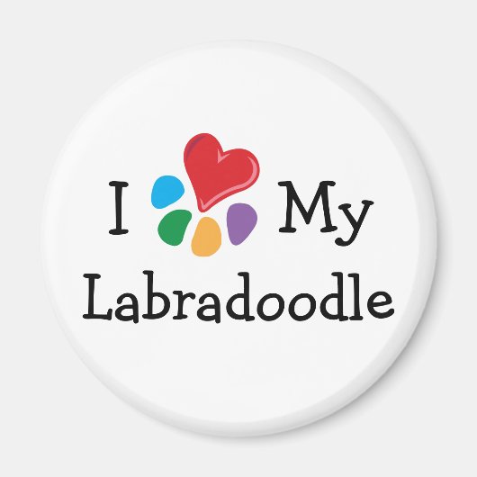 Animal Lover_I Herz mein Labradoodle Magnet (Vorne)