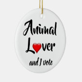 Animal Lover und ich stimmen ab Keramik Ornament (Rechts)