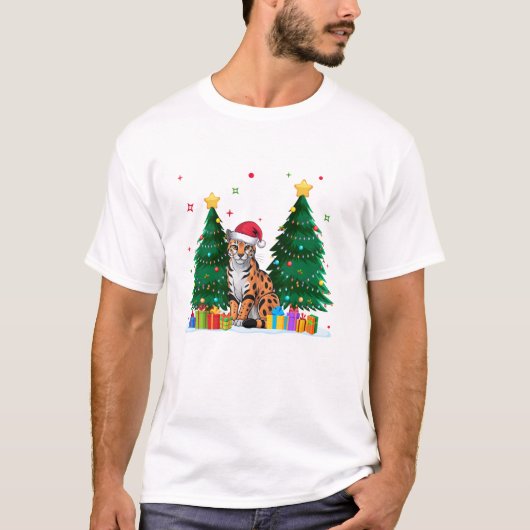 Animal Lovers Ocelot Santa T-Shirt (Vorderseite)