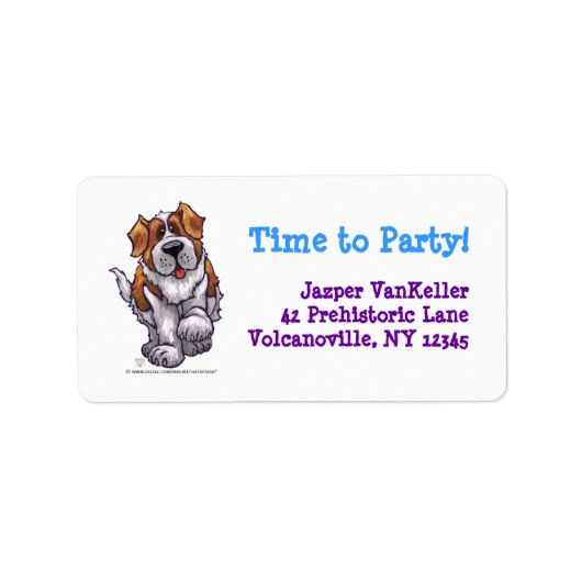 Animal Parade St. Bernard Dog Party Address Labels Adressaufkleber (Vorne)