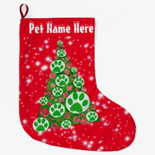 Animal Paw Green Silhouette Big Christmas Tree Großer Weihnachtsstrumpf