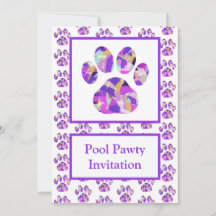 Animal Paw Lila Silhouette Pool Pawty Lila