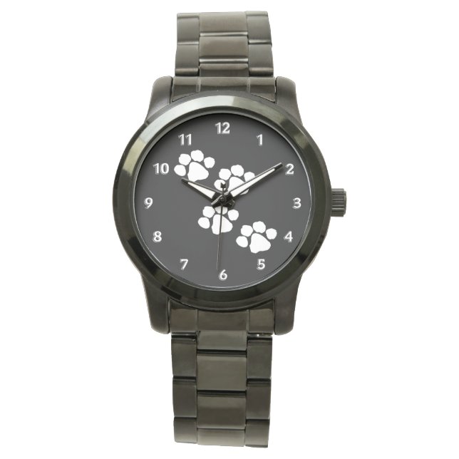 Animal Paw Prints Armbanduhr (Vorderseite)