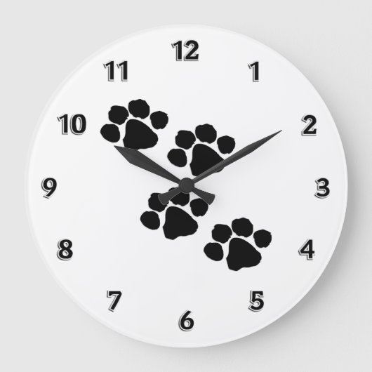 Animal Paw Prints Große Wanduhr (Vorderseite)
