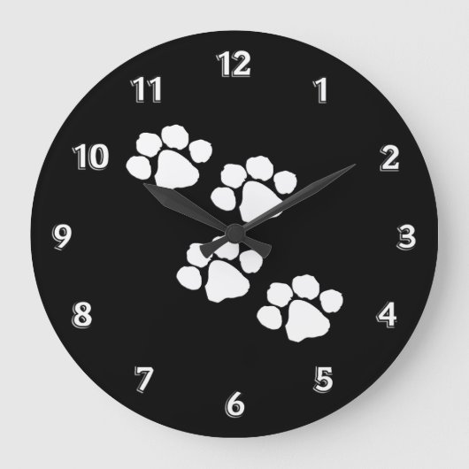 Animal Paw Prints Große Wanduhr (Vorderseite)