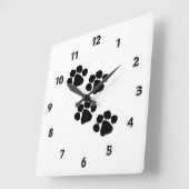 Animal Paw Prints Quadratische Wanduhr (Winkel)