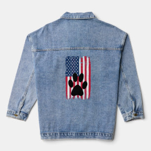 Animal Paw Silhouette American Flag Usa Patriotic Jeansjacke