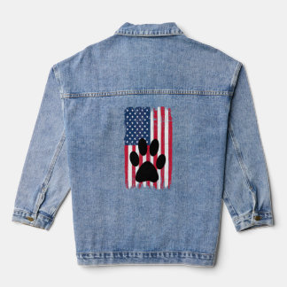 Animal Paw Silhouette American Flag Usa Patriotic Jeansjacke
