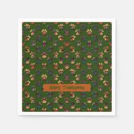 Animal Paw Silhouette Erntedank Pawty Dk Green Serviette