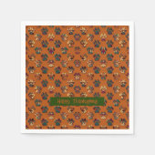 Animal Paw Silhouette Erntedank Pawty Dk Orange Serviette (Vorderseite)