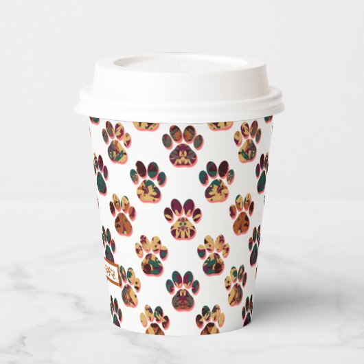 Animal Paw Silhouette Erntedank Pawty White Pappbecher (Links)