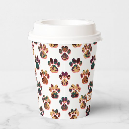 Animal Paw Silhouette Erntedank Pawty White Pappbecher (Rechts)