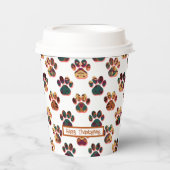Animal Paw Silhouette Erntedank Pawty White Pappbecher (Vorderseite)