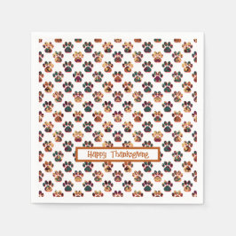 Animal Paw Silhouette Erntedank Pawty White Serviette