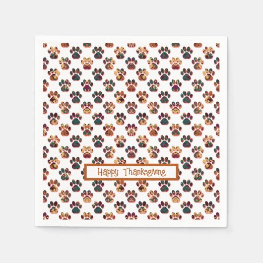 Animal Paw Silhouette Erntedank Pawty White Serviette (Vorderseite)