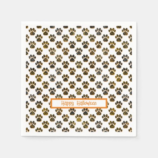 Animal Paw Silhouette Halloween Pawty White Serviette (Vorderseite)
