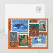 Animal Postage Stamps Postcards Feiertagspostkarte (Vorne/Hinten)