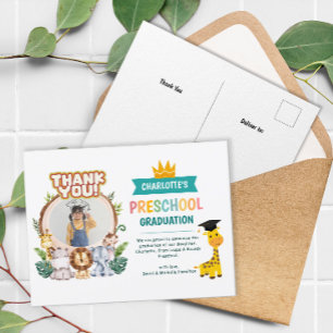 Animal Preschool Foto Abschluss Vielen Dank Postkarte