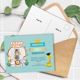 Animal Preschool Foto Abschluss Vielen Dank Postkarte