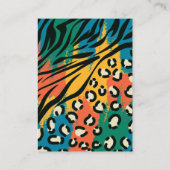 Animal Print Blue farbenfrohe Necklace Visitenkarte (Rückseite)