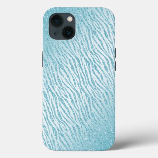 Animal Print Blue Glitzer Glam Case-Mate iPhone Hülle (Rückseite)