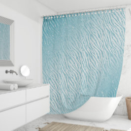 Animal Print Blue Glitzer Glam Duschvorhang