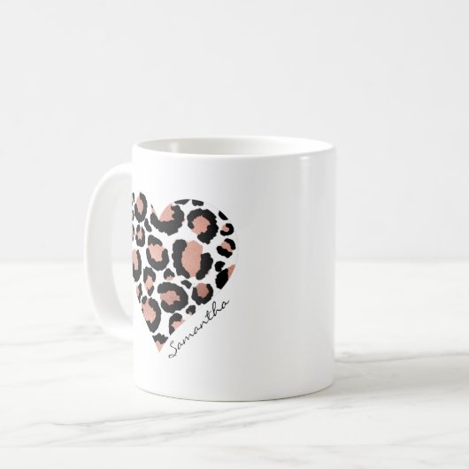 Animal Print Cheetah Leopard Muster Herzname Kaffeetasse (Vorderseite Links)